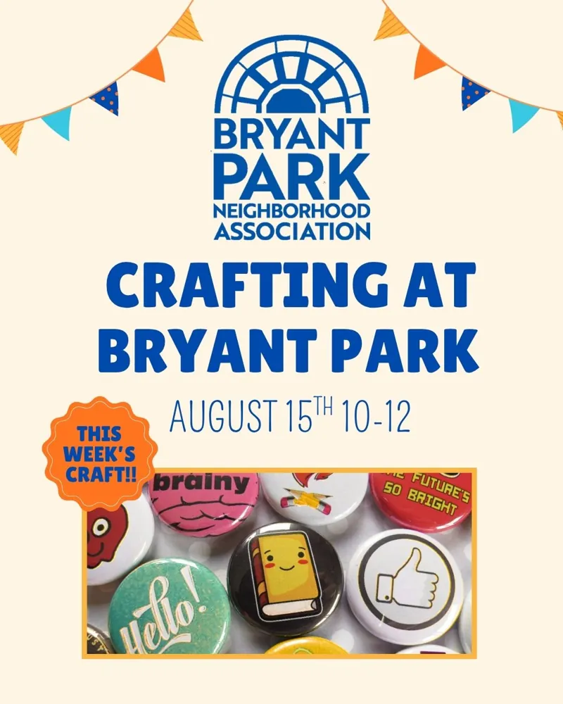 Flyer for Crafting at Bryant Park